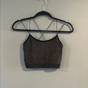 Gilly Hicks Black Silver Sleeveless Crop Camisole‎ Size L